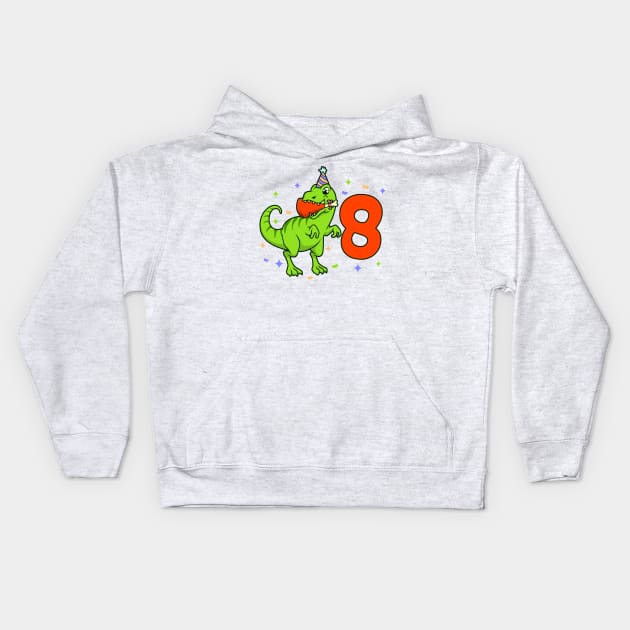 I am 8 with TREX - boy birthday 8 years old Kids Hoodie by Modern Medieval Design